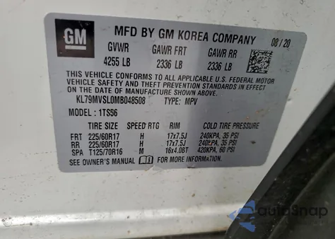 2021 Chevrolet Trailblazer Activ из США, поврежденный, VIN KL79MVSL0MB048508